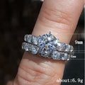 Silver Tone Two Piece Halo Ring Set with Clear Stones view 5