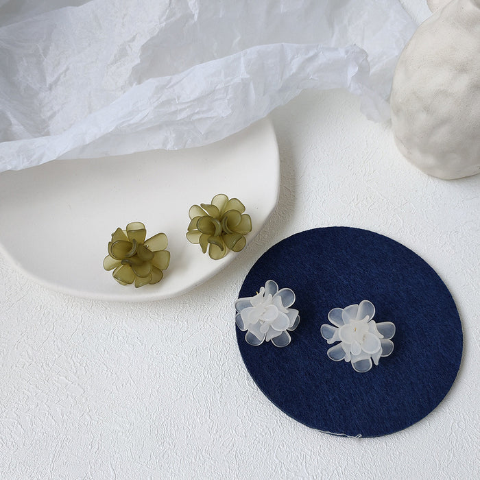 Translucent Acrylic Layered Petal Flower Stud Earrings