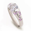 Silver Tone Ring with Colored Square Stone and Butterfly Detail view 2