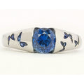 Silver Tone Ring with Colored Square Stone and Butterfly Detail view 4