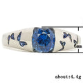 Silver Tone Ring with Colored Square Stone and Butterfly Detail view 5