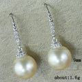 White Faux Pearl Drop Earrings with Clear Stone Chain view 5