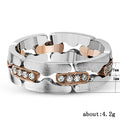Rose Gold And Silver Tone Link Ring With Clear Stones view 3