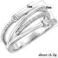 Silver Tone Double Curve Ring with Clear Stone Accents view 5