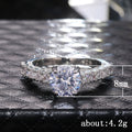Silver Tone Raised Solitaire Ring with Clear Stone Halo view 5
