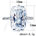 Large Clear Rectangular Stone Slim Silver Tone Ring view 5