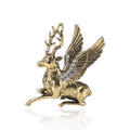 Winged Deer Brooch With Crystal Accent in Gold or Silver Tone view 1