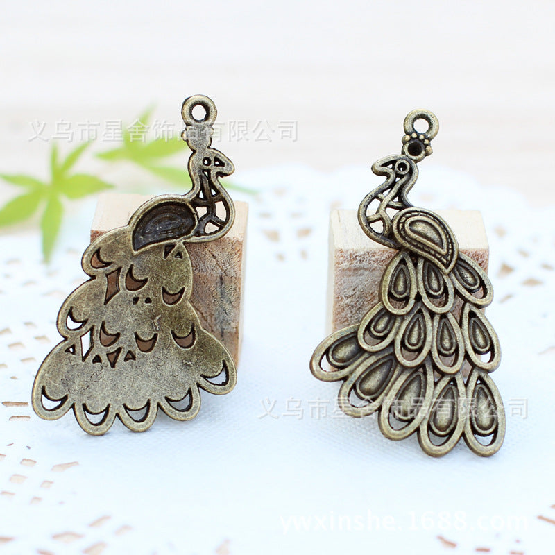 42x25mm Alloy Peacock Charm Pendant