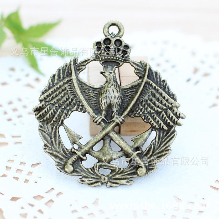 48mm Alloy Eagle Crest Charm Pendant with Crown