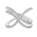 Silver Tone Pave Crossover Ring With Open X Silhouette view 1