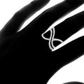 Silver Tone Pave Crossover Ring With Open X Silhouette view 4