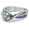Clear Round Stone Blue Accent Crossover Ring Jewelry Accessory view 2