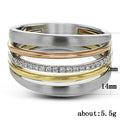 Tri Tone Multi Band Ring with Clear Stone Row Design view 5