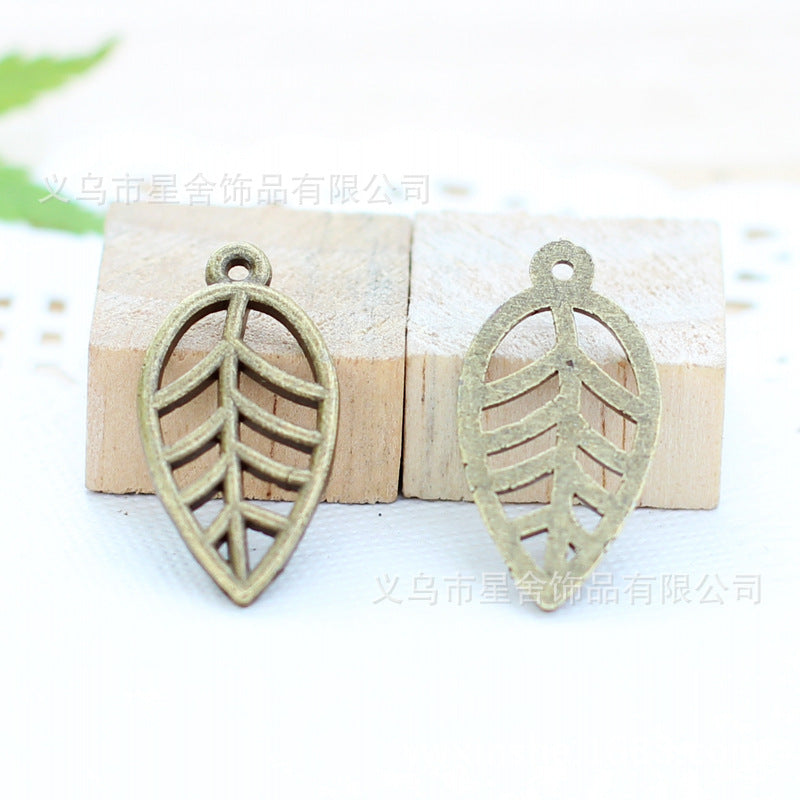 Hollow Leaf Alloy Charm Pendant 23x12mm