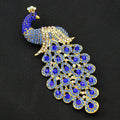 Blue Gold Tone Peacock Crystal Metal Brooch Pin 4.9 x 11.8 cm view 5