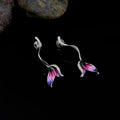Purple Gradient Flower Silver Tone Dangle Earrings view 4