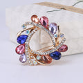 Crystal Glass Swirl Brooch Gold Multicolor Clear Rhinestone view 6