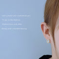 Gold White Flower And Oval Pearl Halo Stud Earrings view 4