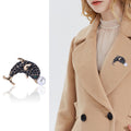 Crystal Dolphin Brooch with Pearl Ball Accent for Jackets and Scarves view 2