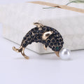 Crystal Dolphin Brooch with Pearl Ball Accent for Jackets and Scarves view 6