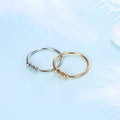 Three Bead Slim Band Rings in Gold or Silver Tone Finishes view 3