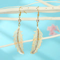 Feather Long Hook Earrings in Three Gold and Silver Designs view 2