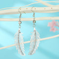 Feather Long Hook Earrings in Three Gold and Silver Designs view 5