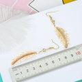Feather Long Hook Earrings in Three Gold and Silver Designs view 4