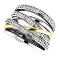 Interwoven Multi Band Crystal Ring in Silver and Gold Tones view 4