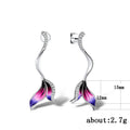 Purple Gradient Flower Silver Tone Dangle Earrings view 5