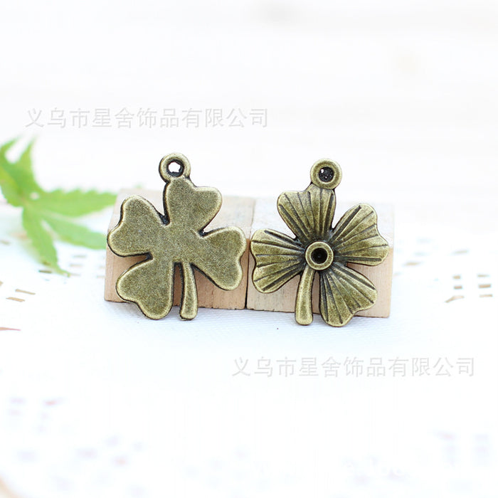 22x18mm Vintage Four-Leaf Clover Alloy Charm Pendant