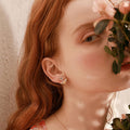 Bee and Daisy Crystal Stud Earrings in Two Metal Tones view 4