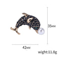 Crystal Dolphin Brooch with Pearl Ball Accent for Jackets and Scarves view 5
