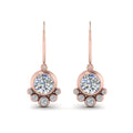 Rose Gold Tone Round Floral Cluster Drop Earrings Jewelry Accessory view 2