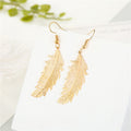 Feather Long Hook Earrings in Three Gold and Silver Designs view 6