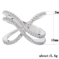 Silver Tone Pave Crossover Ring With Open X Silhouette view 5