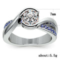 Clear Round Stone Blue Accent Crossover Ring Jewelry Accessory view 5