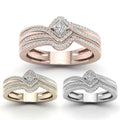 Chevron Double Band Ring Set In Three Metal Tones Jewelry view 1