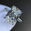 Oversized Rectangular Clear Solitaire Pave Ring In Silver Tone view 3