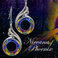 Silver Tone Bird Motif Circular Crystal Hook Drop Earrings view 2