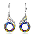 Silver Tone Bird Motif Circular Crystal Hook Drop Earrings view 4