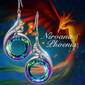 Silver Tone Bird Motif Circular Crystal Hook Drop Earrings view 1
