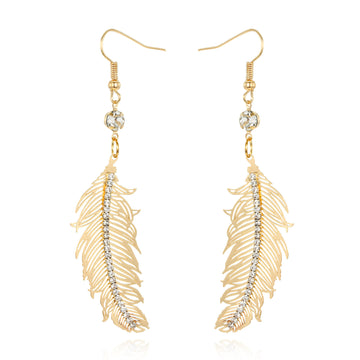 Feather Long Hook Earrings in Three Gold and Silver Designs