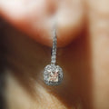 Silver Tone Champagne Crystal Cushion Drop Earrings view 4