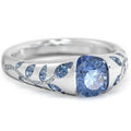 Colored Cushion Stone Leaf Pattern Ring In Three Designs view 3