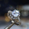 Silver Cushion Clear CZ Floral Side Accents Fashion Ring view 2