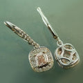 Silver Tone Champagne Crystal Cushion Drop Earrings view 3