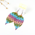 Colorful Printed Skeleton Leaf Hook Earrings in Seven Designs view 2