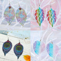 Colorful Printed Skeleton Leaf Hook Earrings in Seven Designs view 1