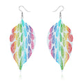 Colorful Printed Skeleton Leaf Hook Earrings in Seven Designs view 5